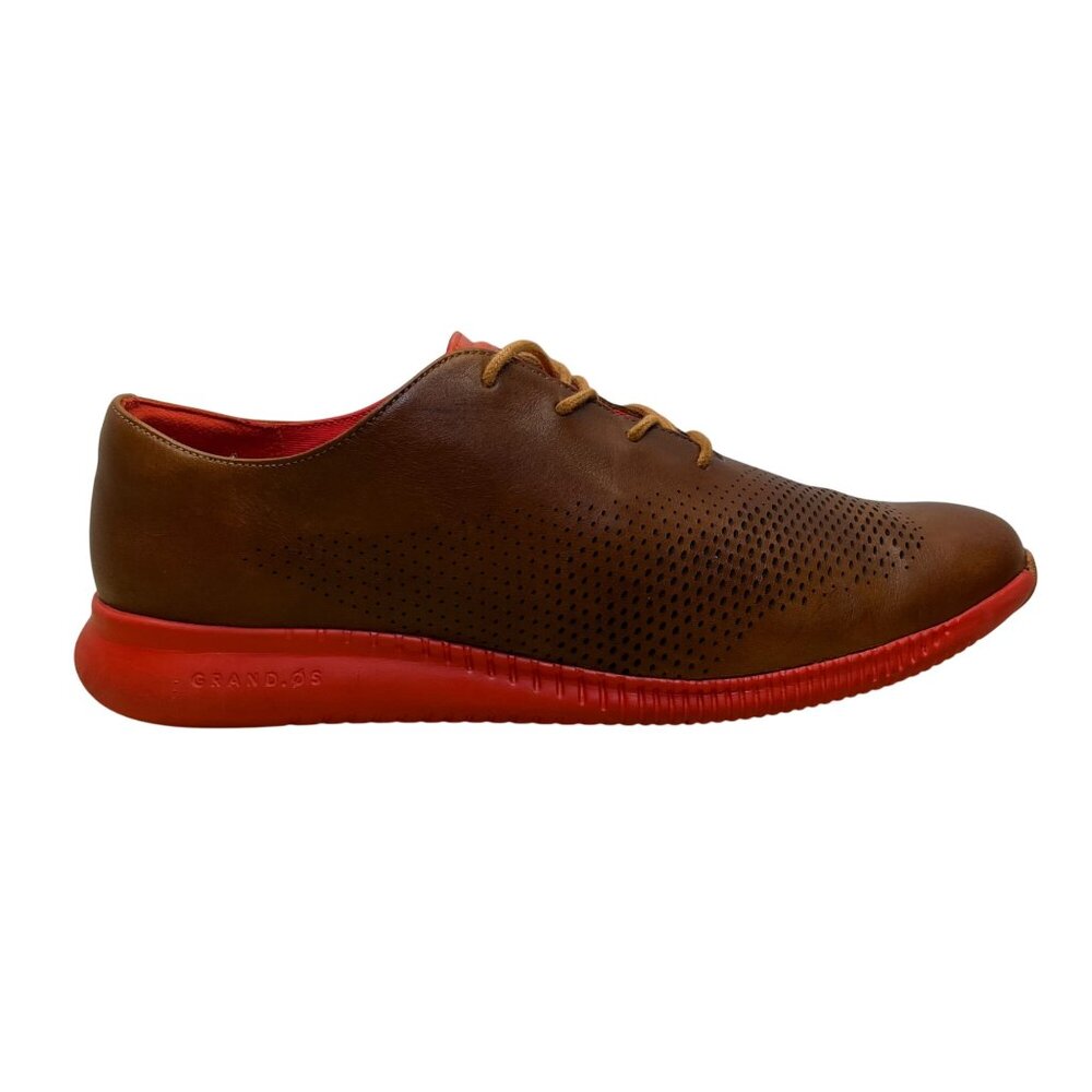 Cole Haan Women’s Brown/Red Leather Perforated Lace-Up 2.0 Grand Shoes Size 8.5
